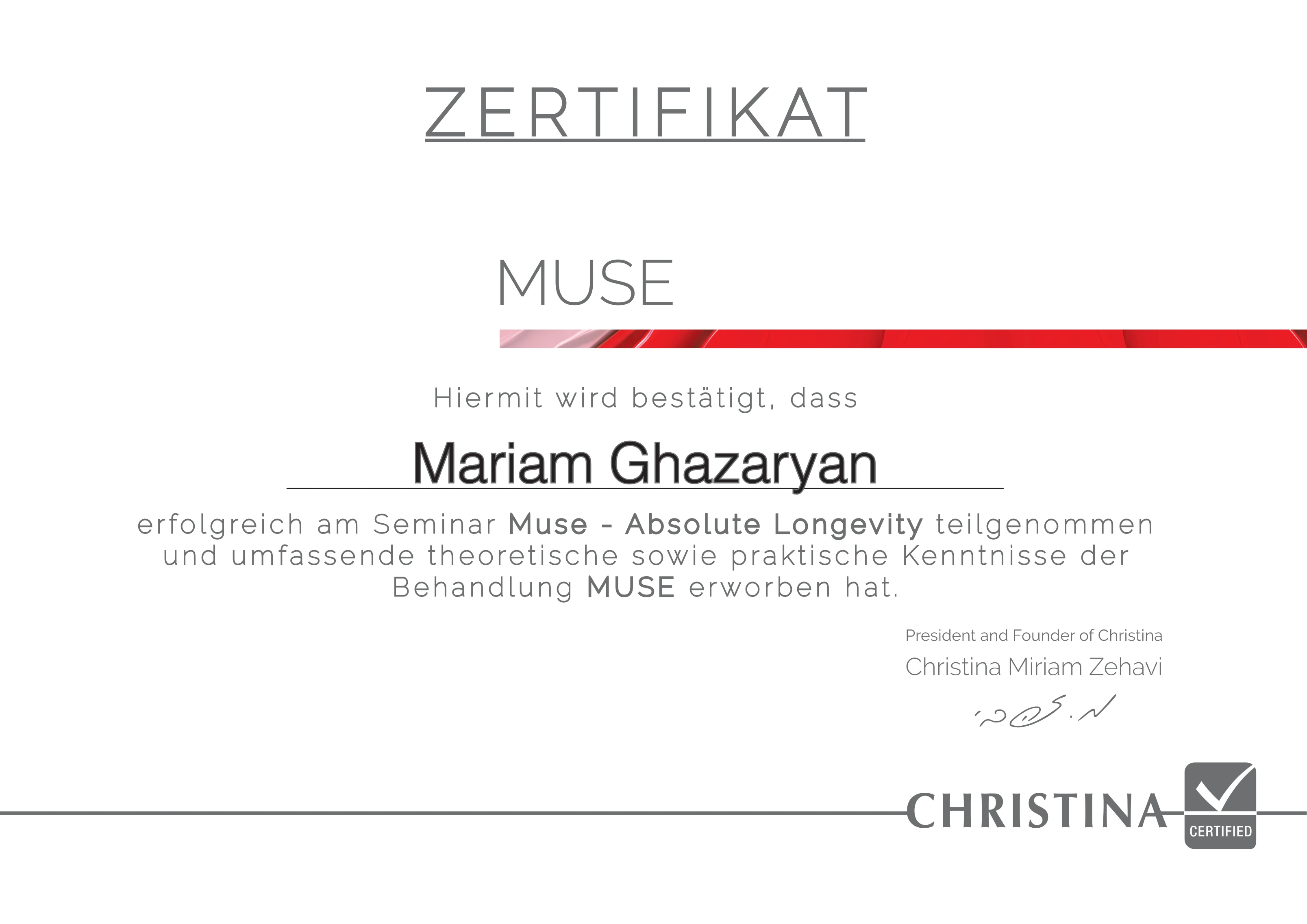 Zertifikat MUSE – Absolute Longevity